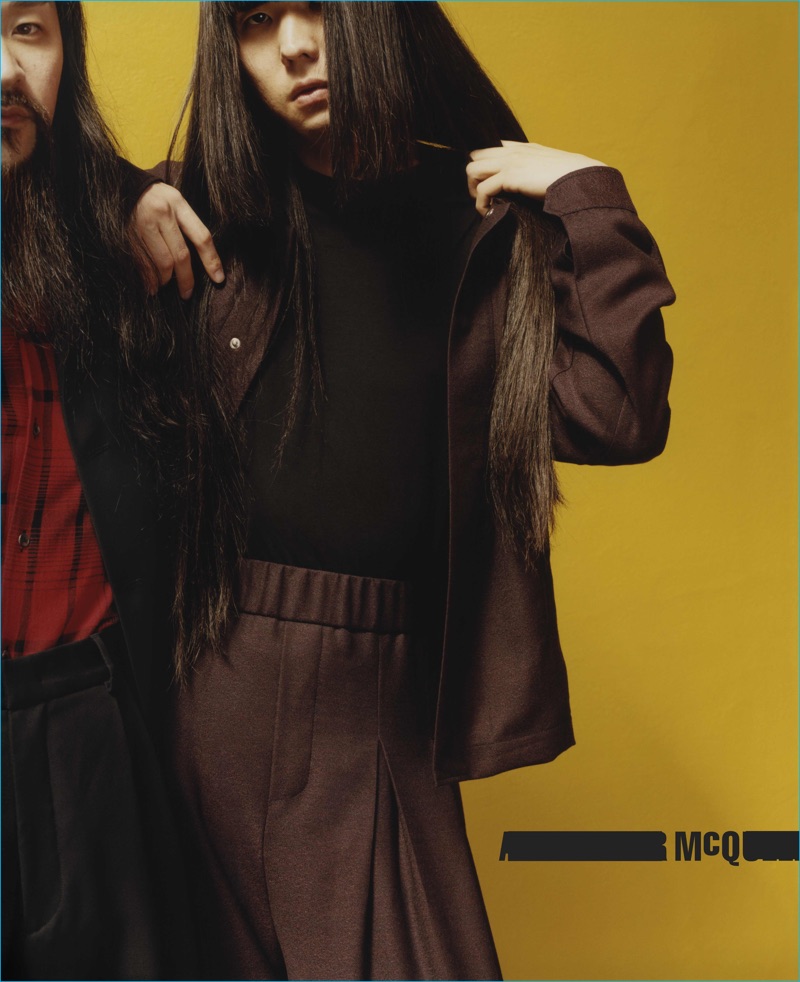 Monchan Monna and Yuki Tsujii of Bo Ningen for McQ's fall-winter 2016 campaign.