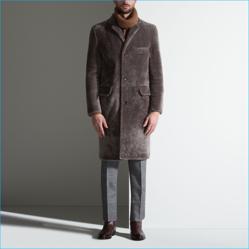 Bally Men's Lamb Shearling Chesterfield Coat