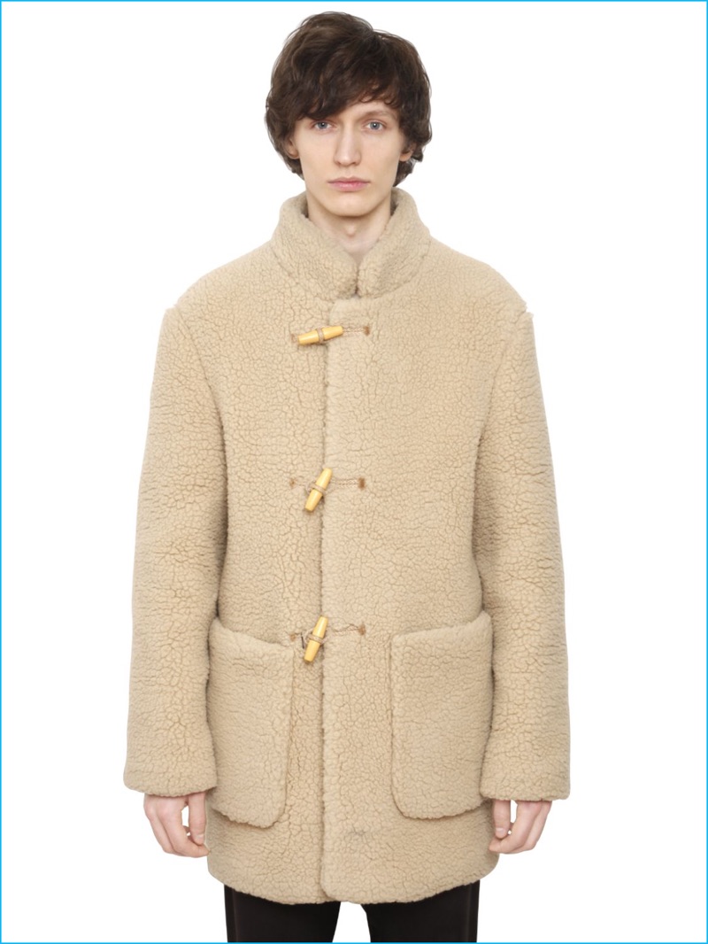 Lemaire Men's Shearling Effect Wool Coat
