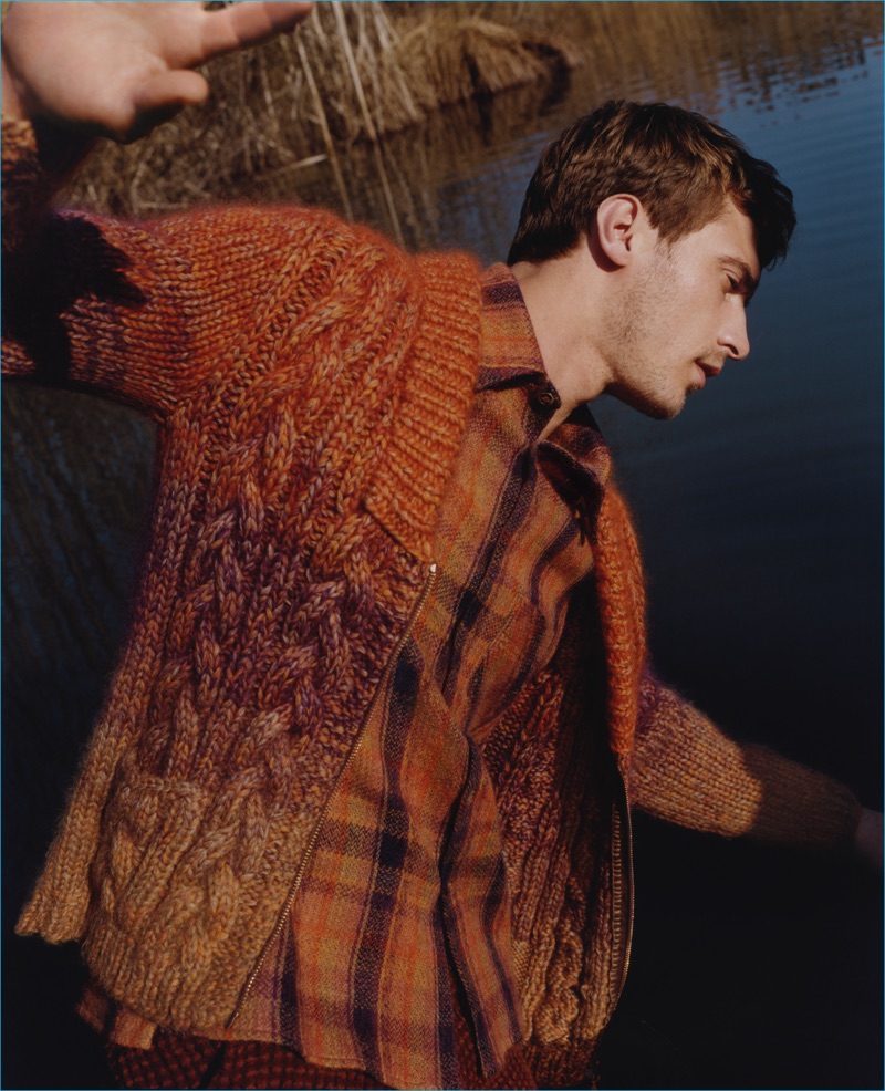 French model Clément Chabernaud photographed by Harley Weir for Missoni's fall-winter 2016 advertising campaign.