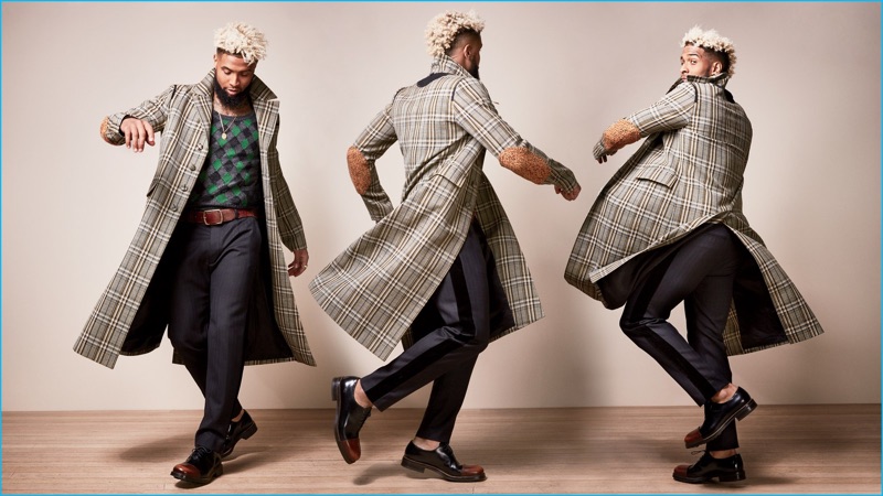 Odell Beckham Jr. goes retro, rocking a fall-winter 2016 look from Italian fashion house Prada.