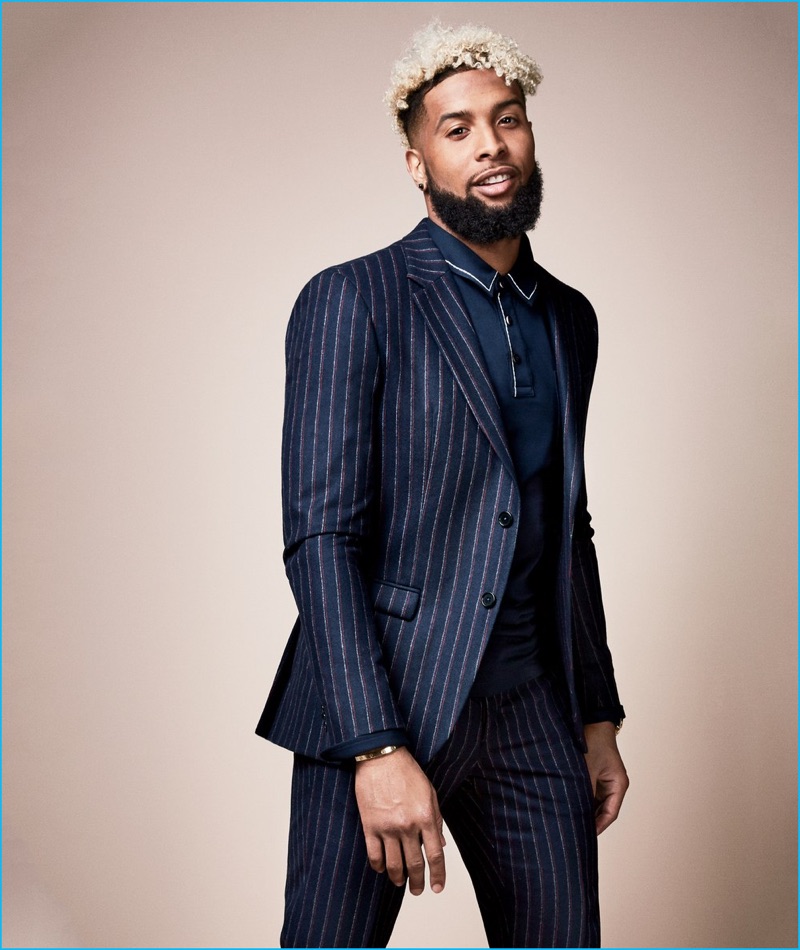 Odell Beckham Jr. suits up in a pinstripe number from Hilfiger Edition.