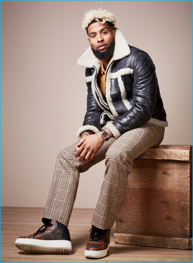 Odell Beckham Jr. sports a look from his capsule collection from Bloomingdales, called OBJ for Twenty.