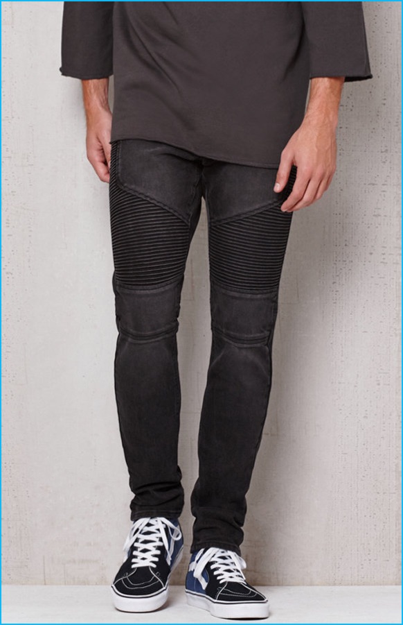 PacSun Stacked Skinny Moto Black Stretch Jeans