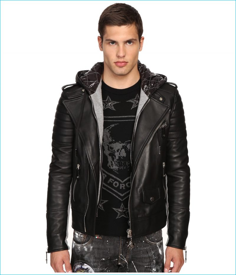 Philipp Plein Leather Hey You Jacket