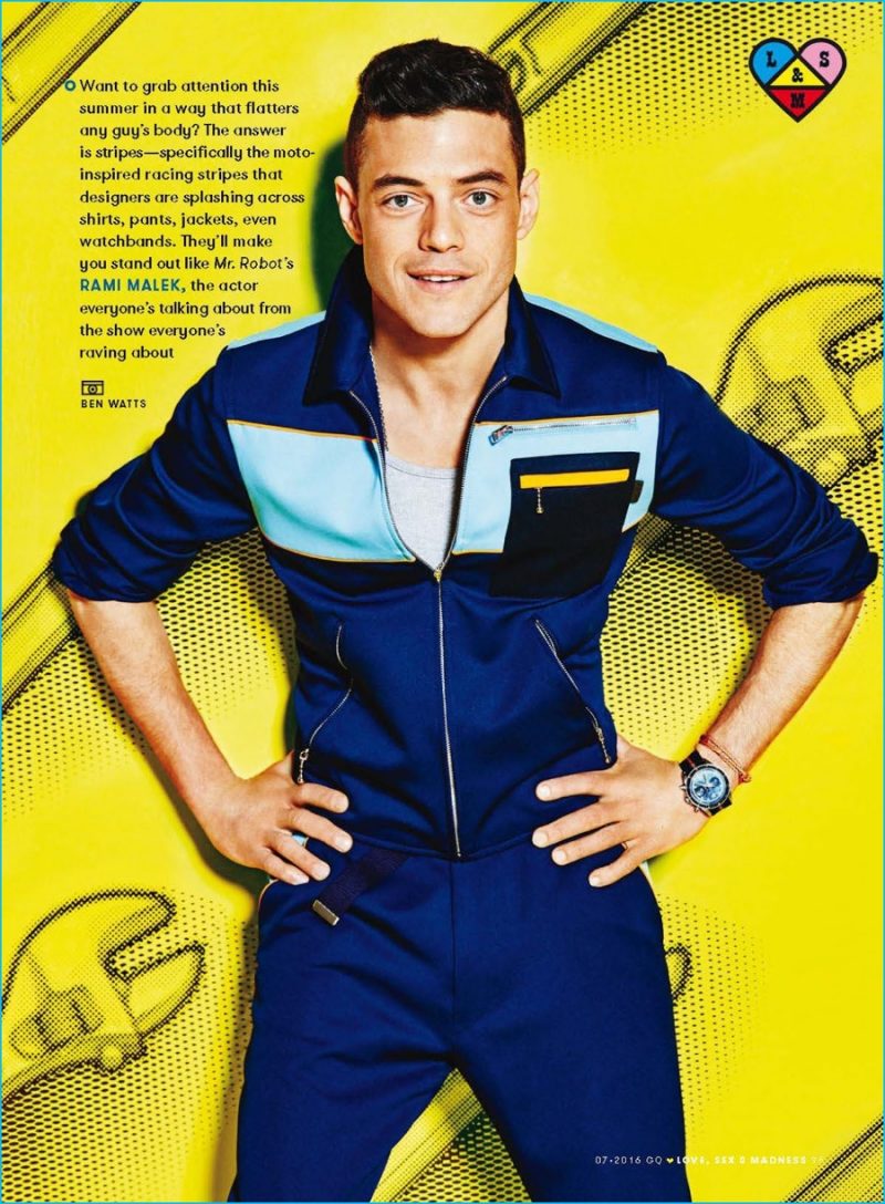 Rami Malek photographed by Ben Watts for the pages of American GQ.