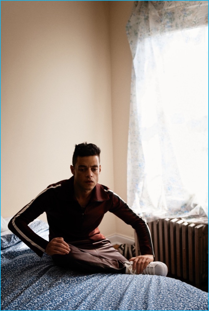 Rami Malek sports a Burberry track jacket with Rag & Bone pants and Adidas sneakers. » Rami Malek Links Up with Interview for Shoot, Talks Future Roles Rami Malek sports a Burberry track jacket with Rag & Bone pants and Adidas sneakers.