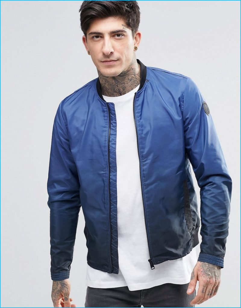 Replay Dip Dye Nylon Bomber Jacket