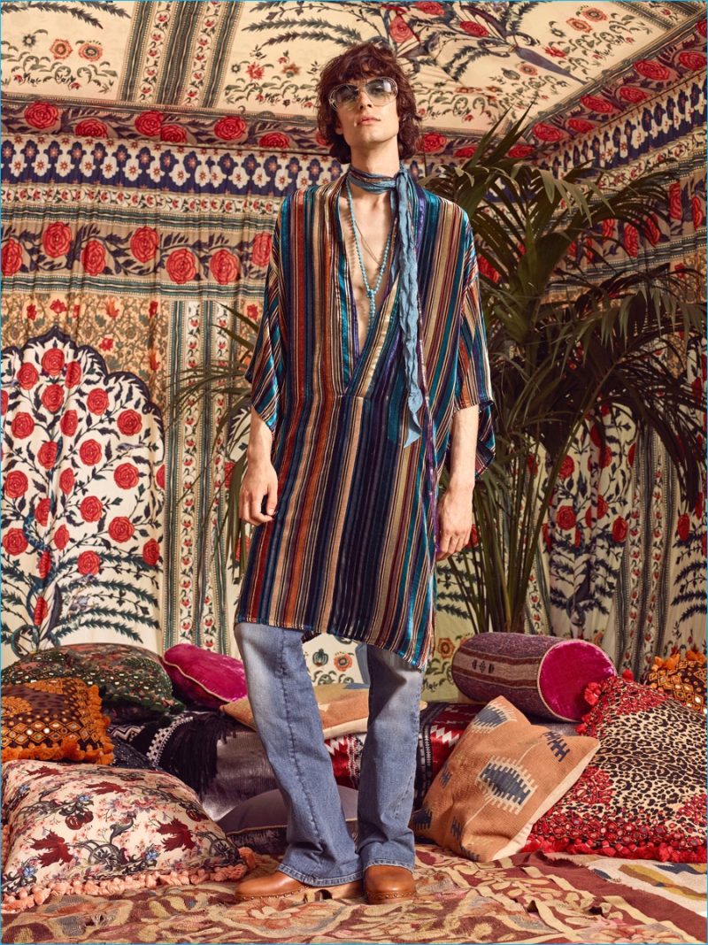 Roberto Cavalli makes a case for the kaftan for spring-summer 2017.