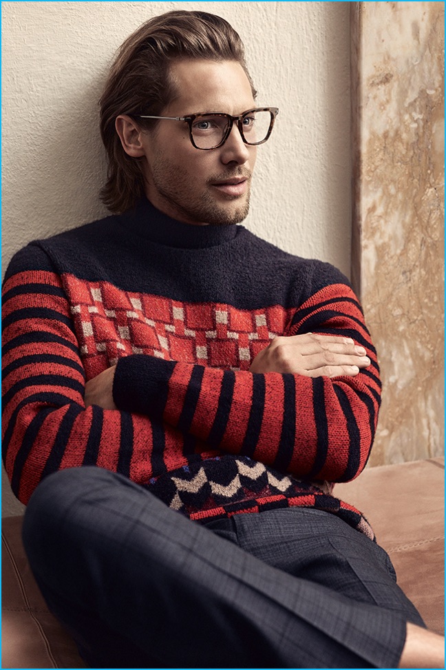James Rousseau charms as the face of Salvatore Ferragamo's fall-winter 2016 eyewear campaign.