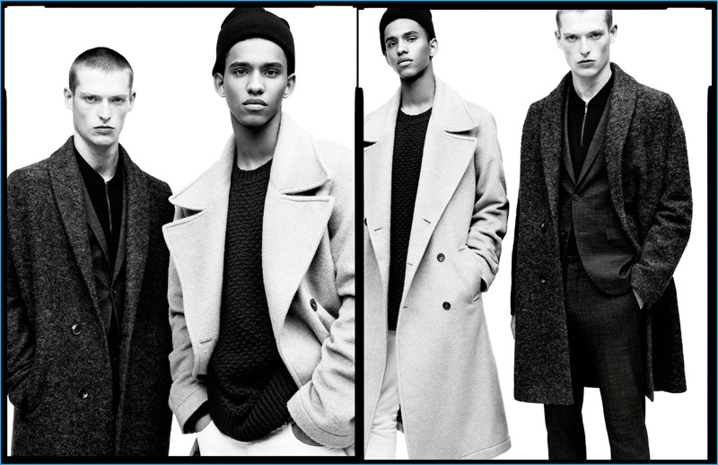 Models Julius Gerhardt and Jan Carlos Diaz don oversized coats for Zara Man's fall-winter 2016 campaign.