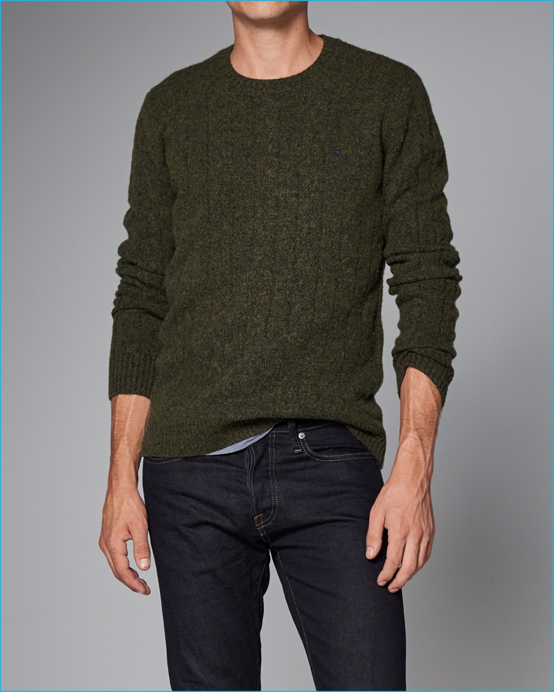 Abercrombie & Fitch Cable Knit Crewneck Sweater