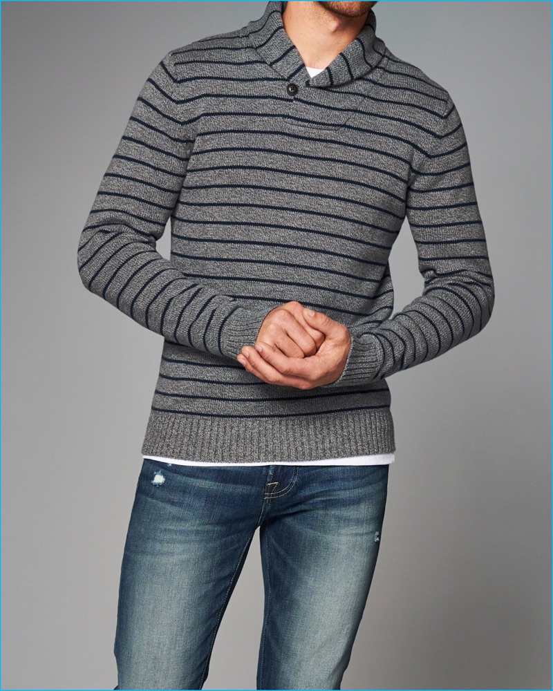 Abercrombie & Fitch Striped Shawl Collar Sweater » Sweater Prep: Discover Abercrombie & Fitch's Latest Arrivals Abercrombie & Fitch Striped Shawl Collar Sweater