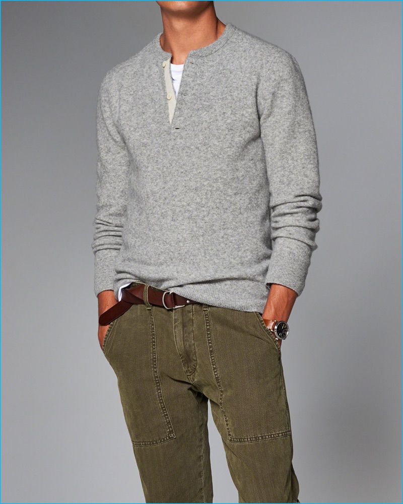 Abercrombie & Fitch Wool Blend Henley Sweater