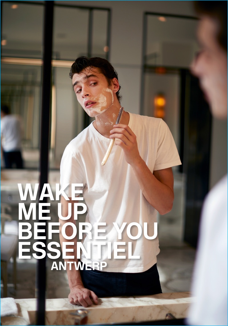 Adrien Sahores captured shaving for Essentiel Antwerp's fall-winter 2016 campaign.