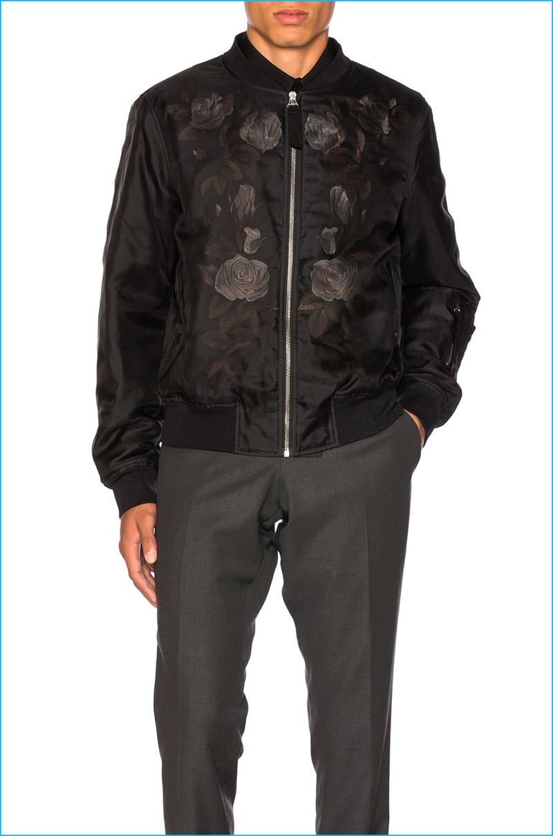 Alexander McQueen Floral Embroidered Bomber Jacket