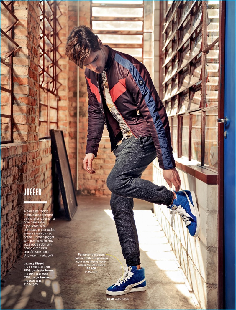 Álvaro Casavecchia embraces athleisure style for the latest issue of VIP Brasil.