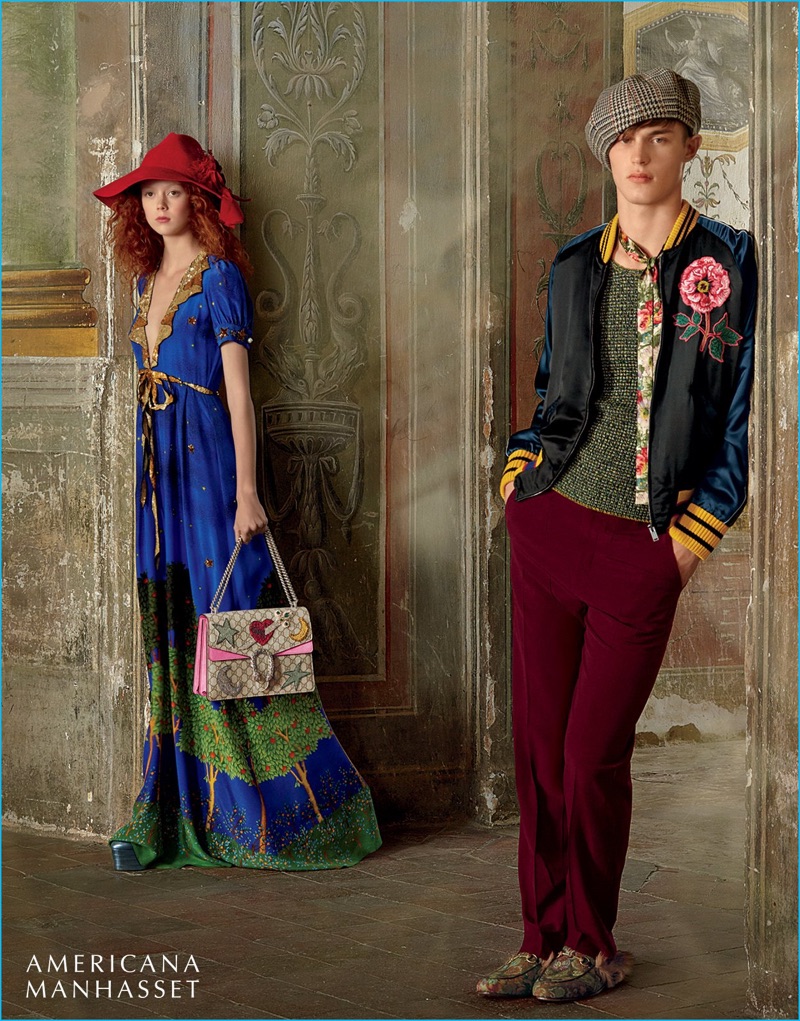 Models Natalie Westling and Kit Butler in bold fall-winter 2016 looks from Gucci.