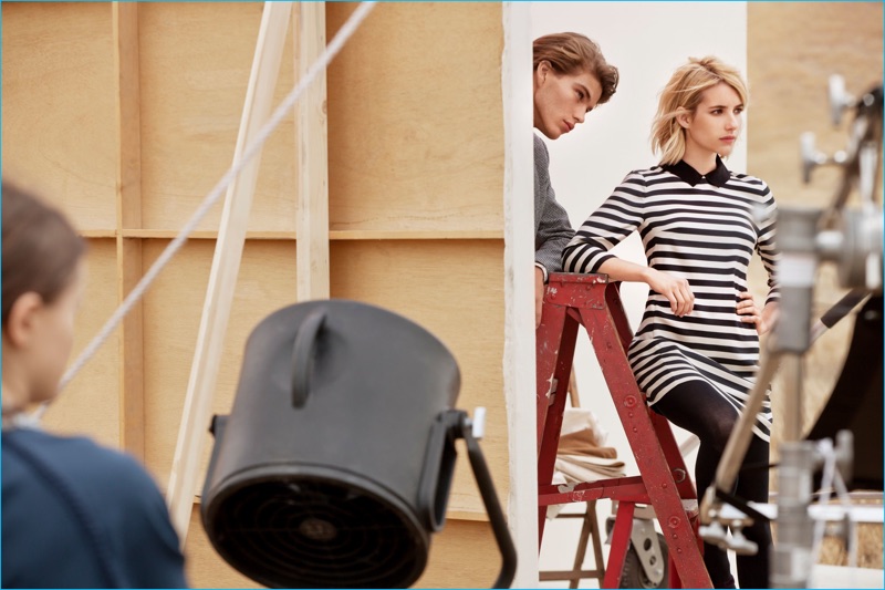 Behind the Scenes: Jordan Barrett and Emma Roberts for Canvas Lands' End's fall-winter 2016 campaign.