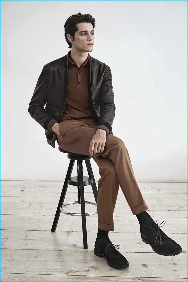 Luke Powell is an elegant vision in a pre-fall 2016 look from Boglioli.