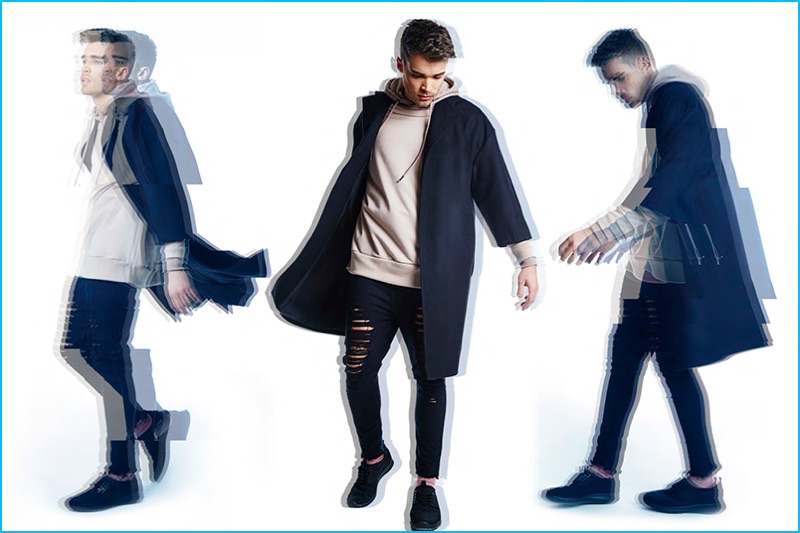 Josh Cuthbert fronts BoohooMAN's fall-winter 2016 lookbook.