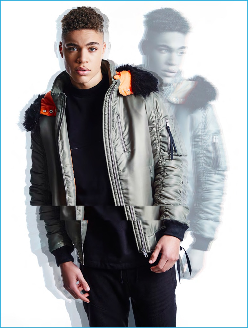 Brian Whittaker pictured in a parka from BoohooMAN's fall-winter 2016 collection. » BoohooMAN Delivers Active Styles for Fall Collection Brian Whittaker pictured in a parka from BoohooMAN's fall-winter 2016 collection.