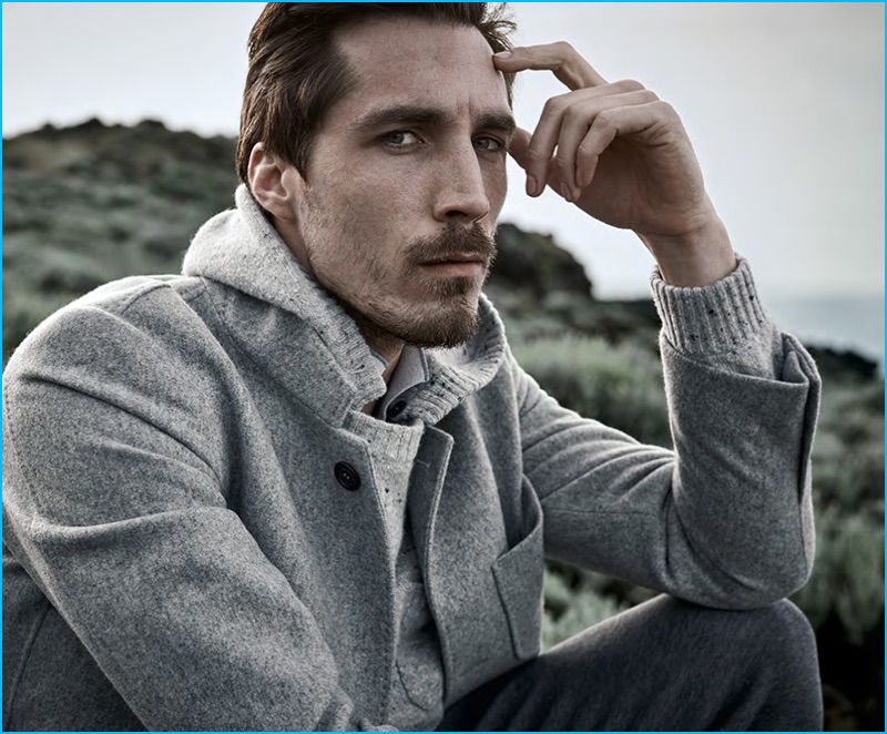 Model Guillaume Macé appears in Brunello Cucinelli's fall-winter 2016 catalogue.