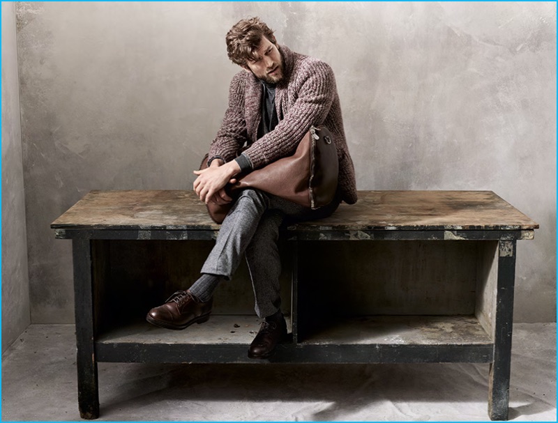 Jan Trojan is an elegant vision in fall-winter 2016 tailoring from Brunello Cucinelli.