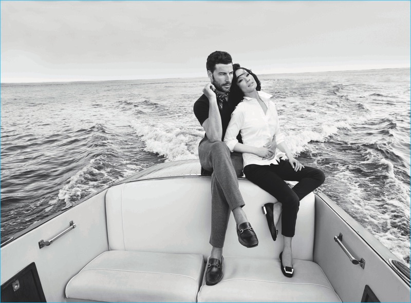 Model Marian Kurpanov and actress Lucy Liu take a romantic boat ride for Bruno Magli's fall-winter 2016 campaign.