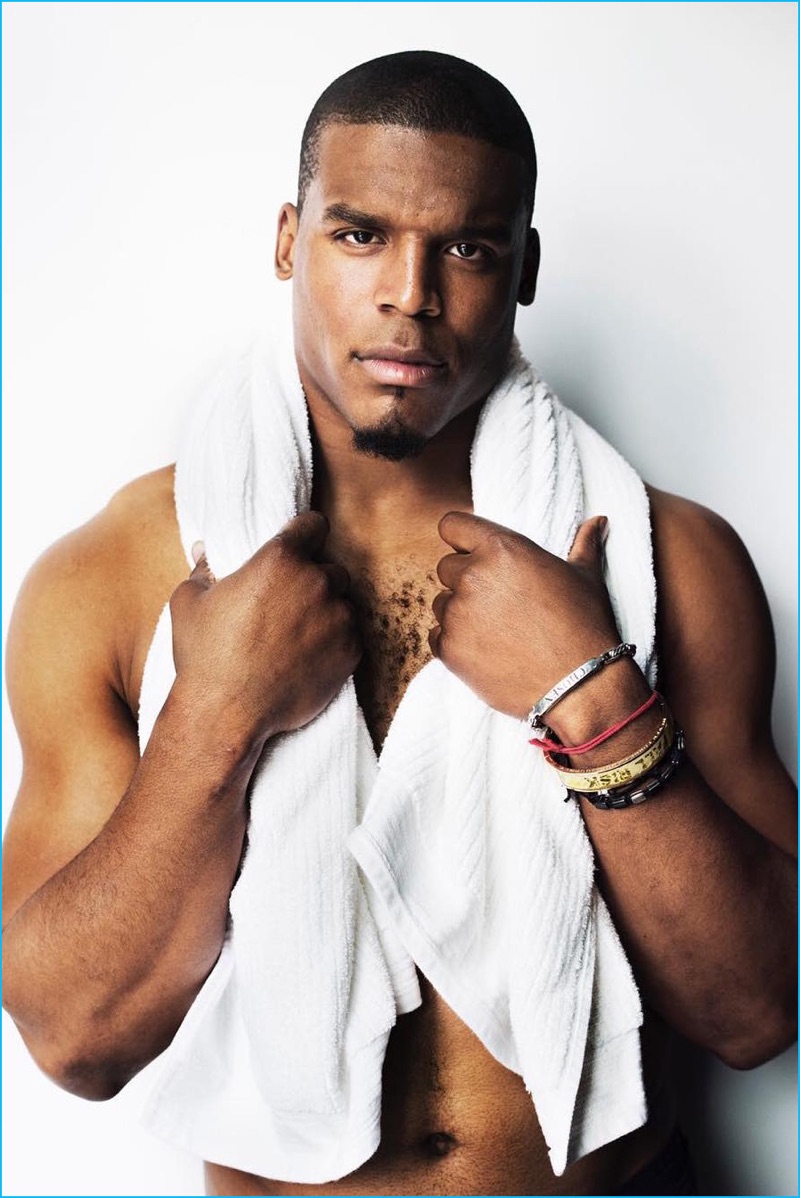 Cam Newton photographed by Mario Testino for the photographer's Towel Series.