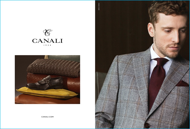 George Barnett dons a check suit for Canali's fall-winter 2016 campaign.