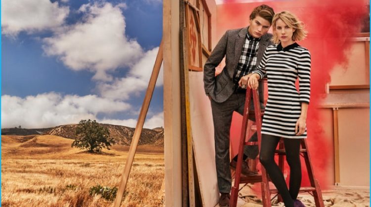Jordan Barrett Joins Emma Roberts for Canvas by Lands’ End Fall Campaign