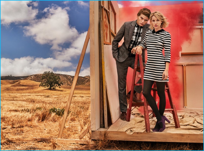 Jordan Barrett and Emma Roberts front Canvas Lands' End's fall-winter 2016 campaign.