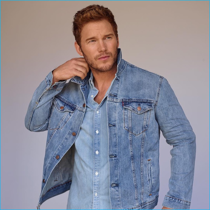 Chris Pratt wears double denim for his InStyle photo shoot.