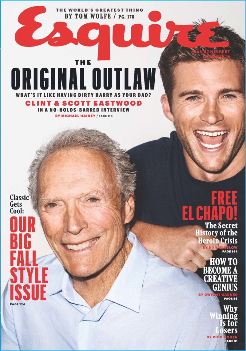 Clint and Scott Eastwood cover the September 2016 issue of Esquire.