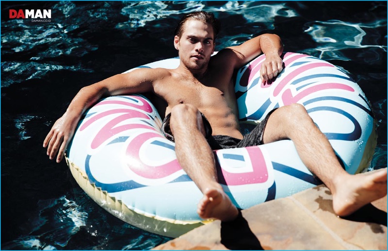 Dylan Sprayberry takes a late summer dip with Da Man.
