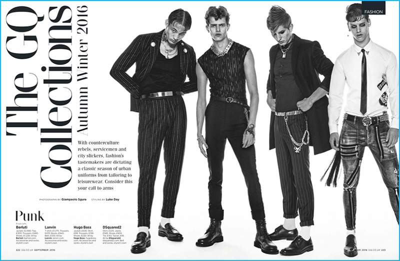 British GQ highlights the punk trend for fall-winter 2016.