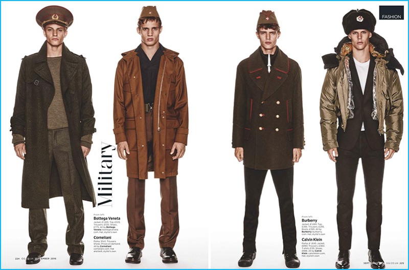 British GQ pulls out the theatrics while showcasing fall-winter 2016's military trend.