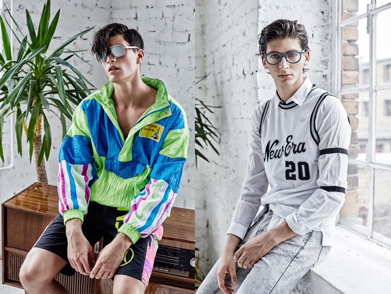 Left to Right: Dan wears all clothes vintage and sunglasses Concept Eyewear. Peter wears glasses Concept Eyewear, jersey New Era, shirt Zara, and jeans Levi's.