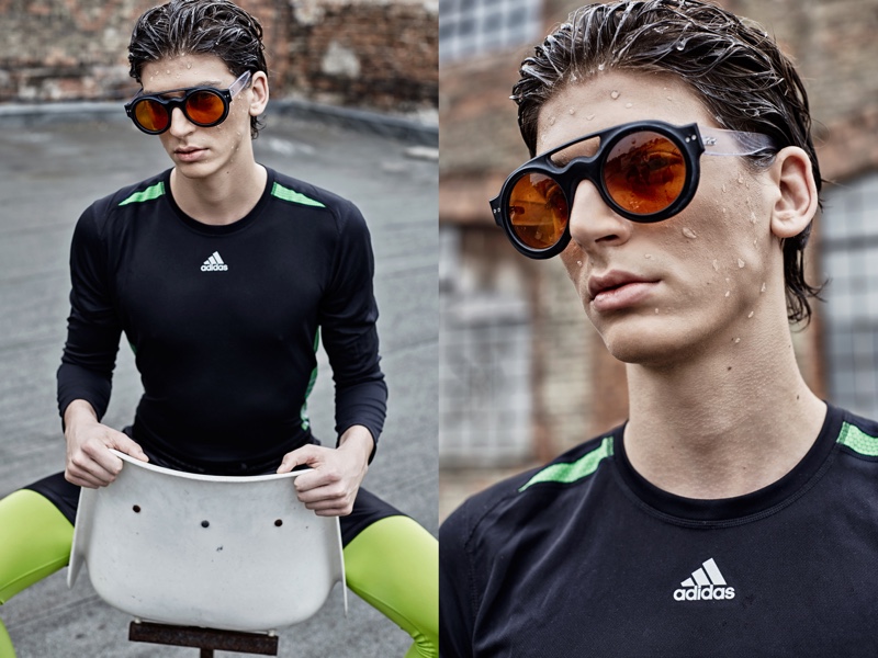 Peter wears all clothes Adidas and sunglasses Concept Eyewear. 