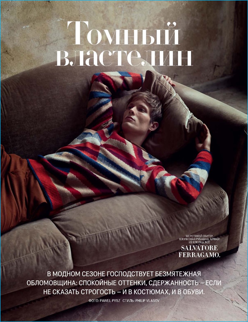 Felix Gesnouin pictured in Salvatore Ferragamo for GQ Russia.