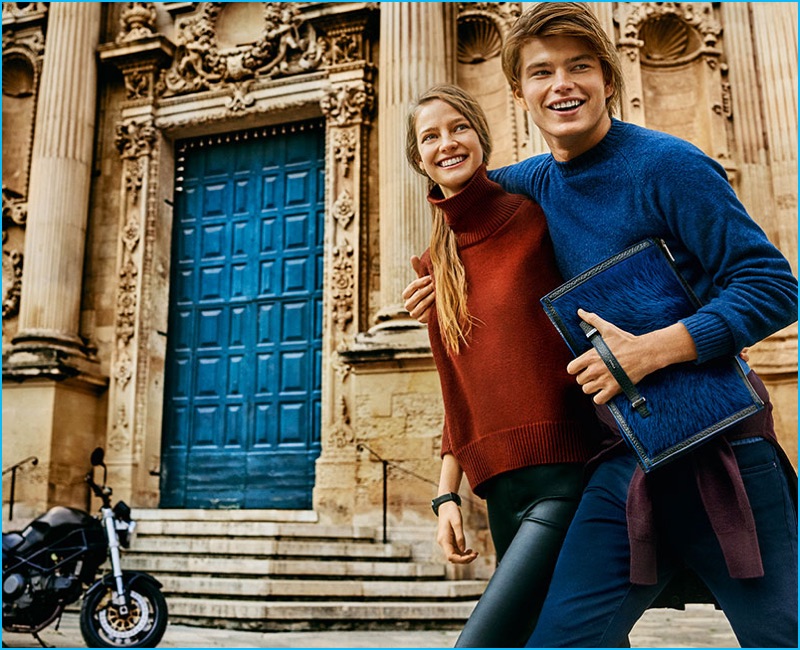 Jordan Barrett and Ine Neefs star in Furla's fall-winter 2016 campaign.