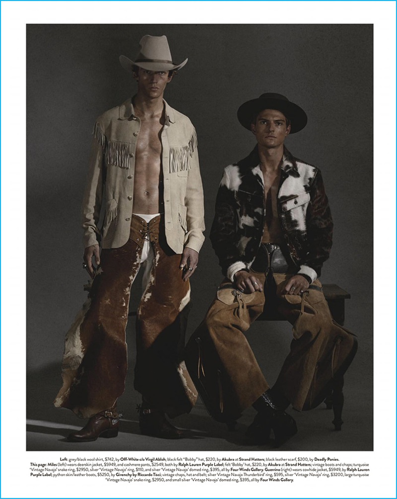 Miles Hurley and Guerrino Santulliana rock chaps and shirt jackets for the pages of GQ Australia.