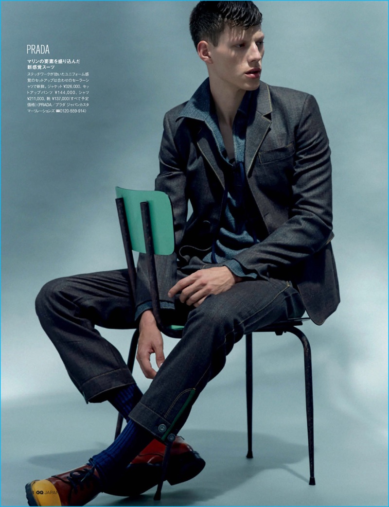 Nemanja Maksic pictured in a sailor-inspired suiting number from Prada for GQ Japan. » Suit Yourself: GQ Japan Focuses on Decadent Tailoring Nemanja Maksic pictured in a sailor-inspired suiting number from Prada for GQ Japan.
