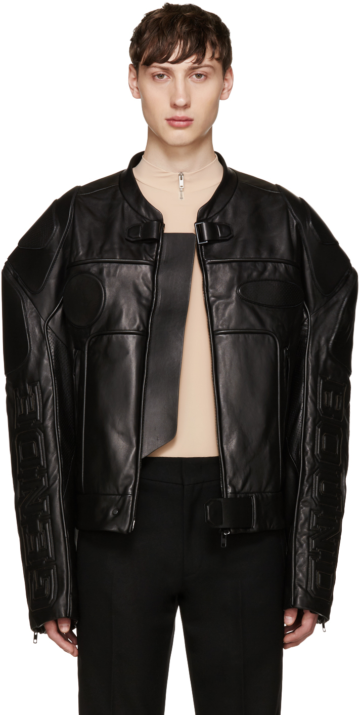 JUUN.J Fall/Winter 2016 Black Oversized Leather Biker Jacket