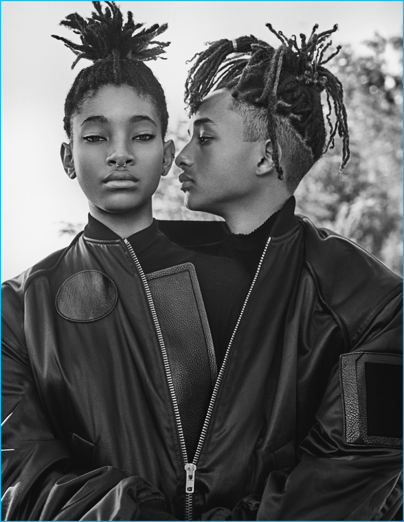 Willow and Jaden Smith shares a JUUN.J oversized bomber jacket.