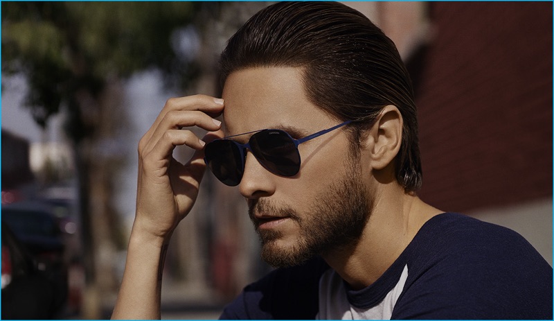 Jared Leto embraces blues in Carrera's Pace Maverick sunglasses.