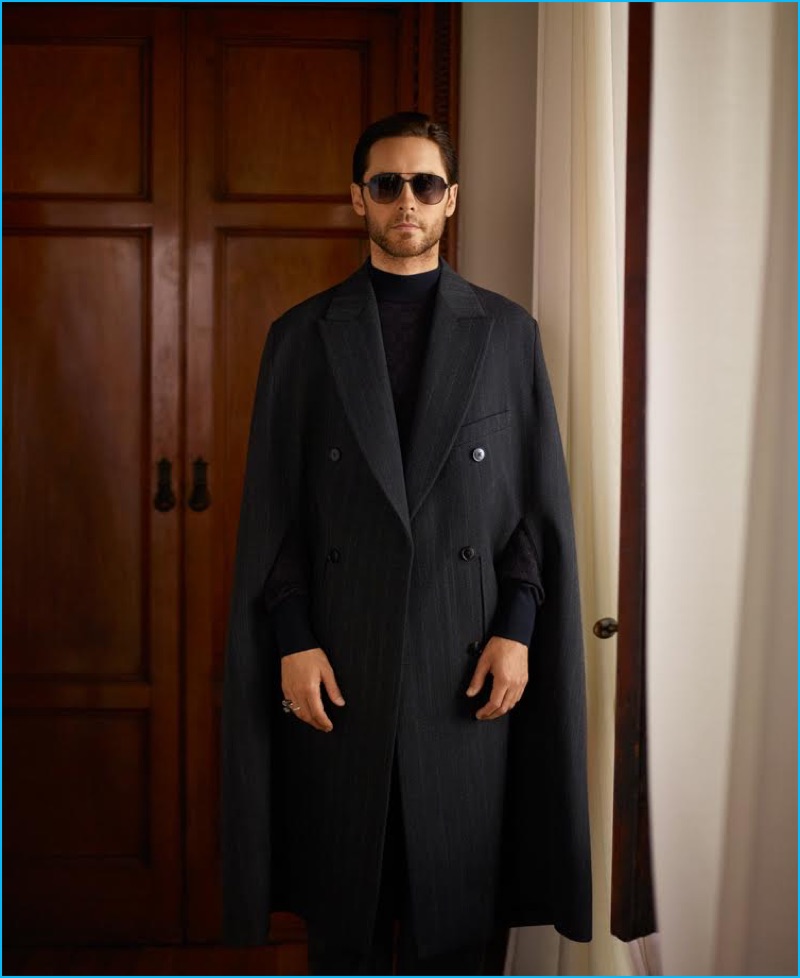 Jared Leto embraces a dramatic sartorial flair in Ermenegildo Zegna Couture.