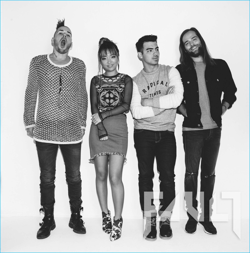 Cole Whittle, JinJoo, Joe Jonas, and Jack Lawless of DNCE photographed for Fault magazine.