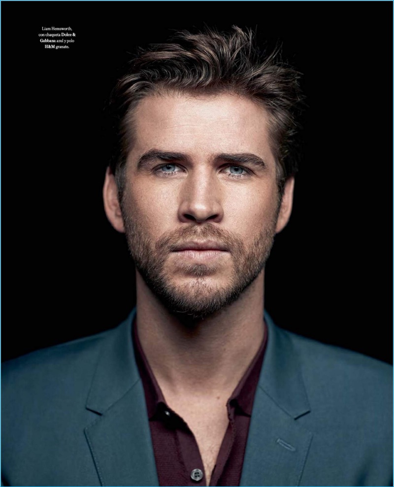 Liam Hemsworth is front and center in a Dolce & Gabbana blazer with a H&M polo shirt for Icon El País.